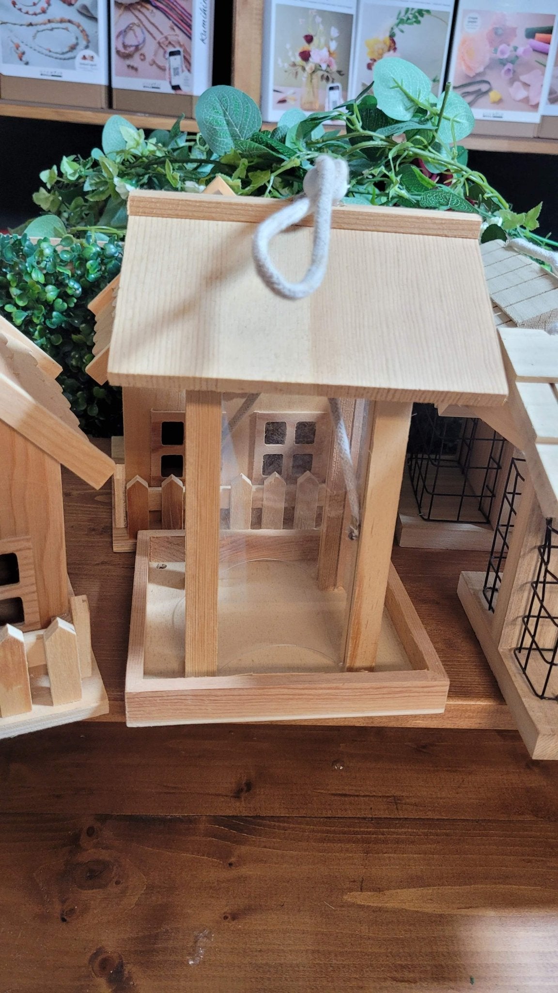 10 x Wooden Bird Houses Feeding Table Garden Hanging Decoration CLEARANCE HALF PRICE - Home - Crafts