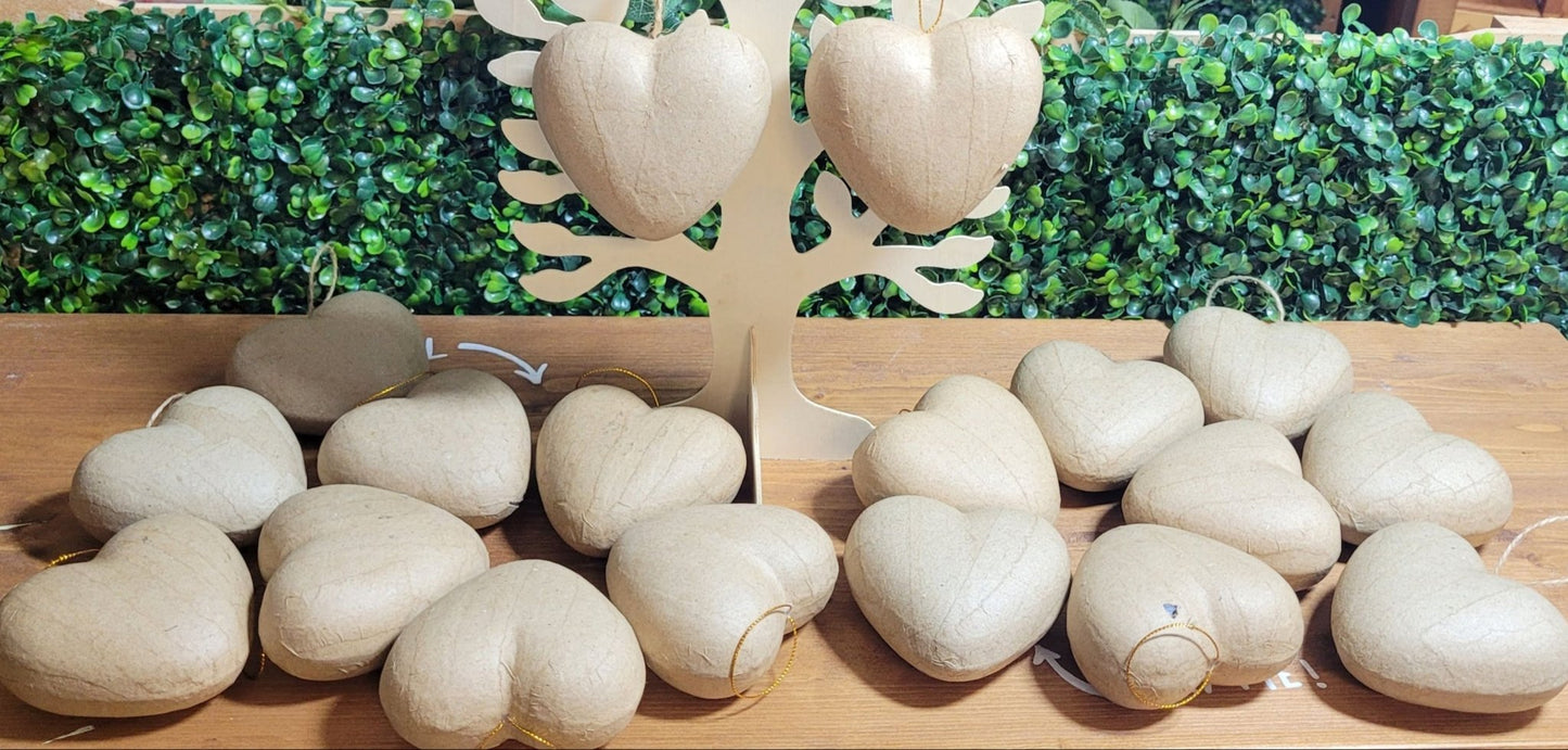 20 Paper Mache Hearts Christmas Decoration Hanging Ornaments - HALF PRICE - Home - Crafts