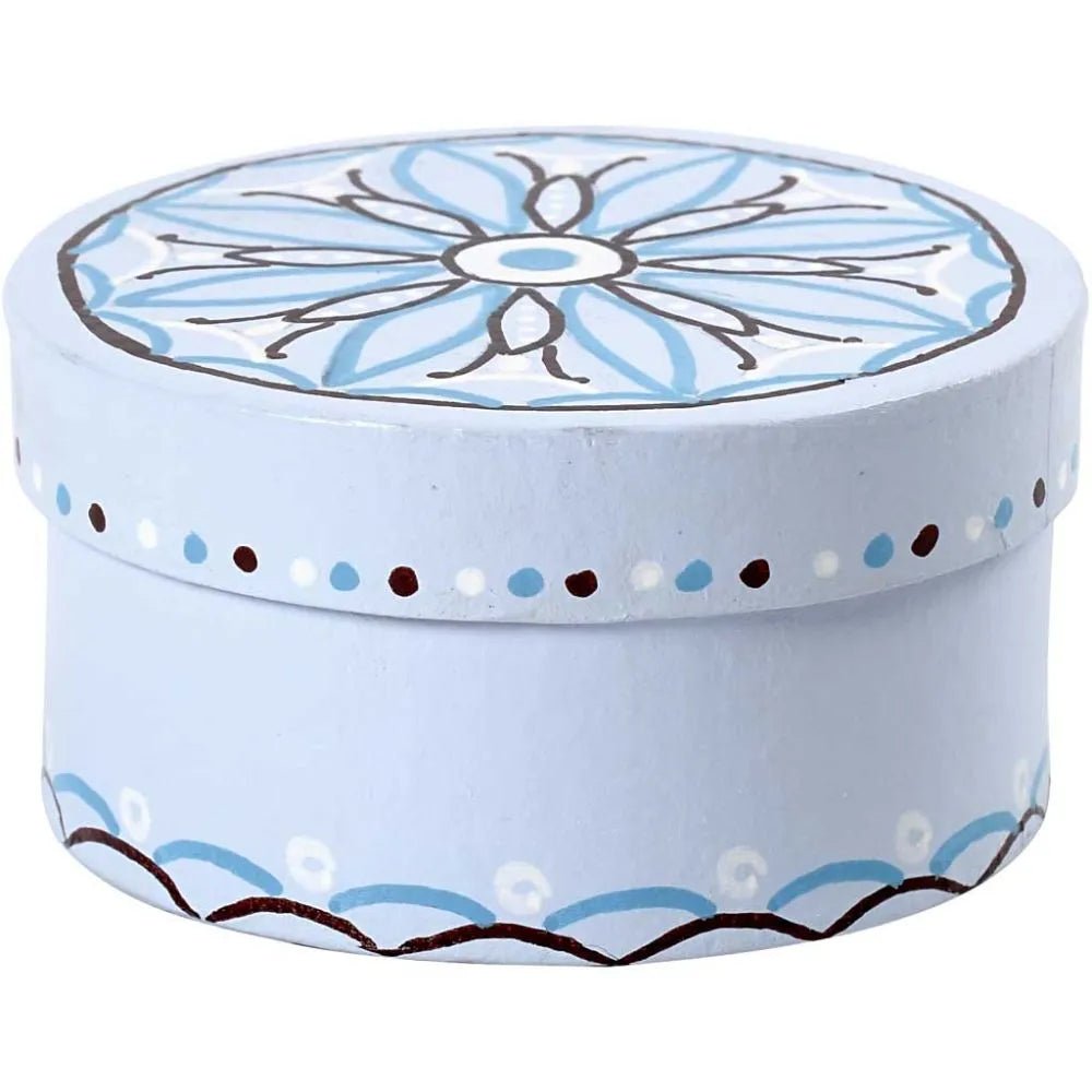 3 Round Shaped Boxes Craft Storage Brown Paper Mache Create Decorate Hand Made - Home - Crafts