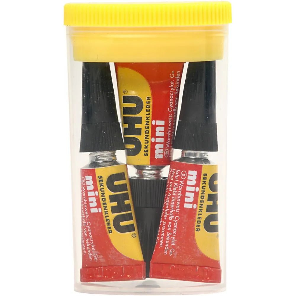 3 x UHU Supper Small Tube Glue For Cardboards Papers Painting Tools Varnish