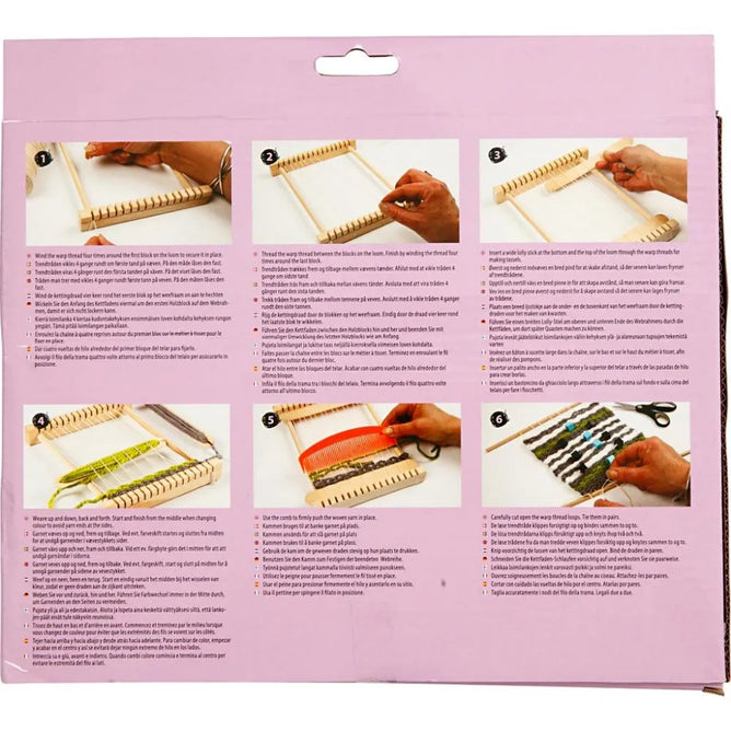 Indian Weaving Loom Wooden American 3 Shuttles Easy Kit Instructions 26 x 24 cm