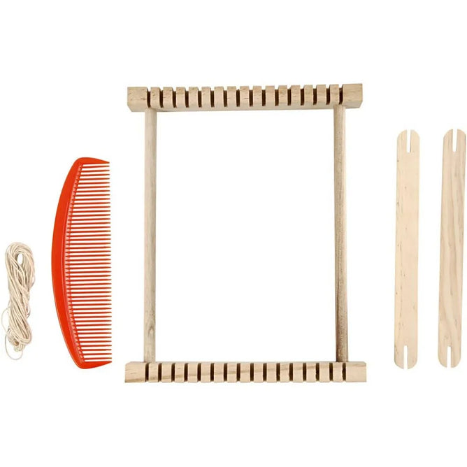 Indian Weaving Loom Wooden American 3 Shuttles Easy Kit Instructions 26 x 24 cm