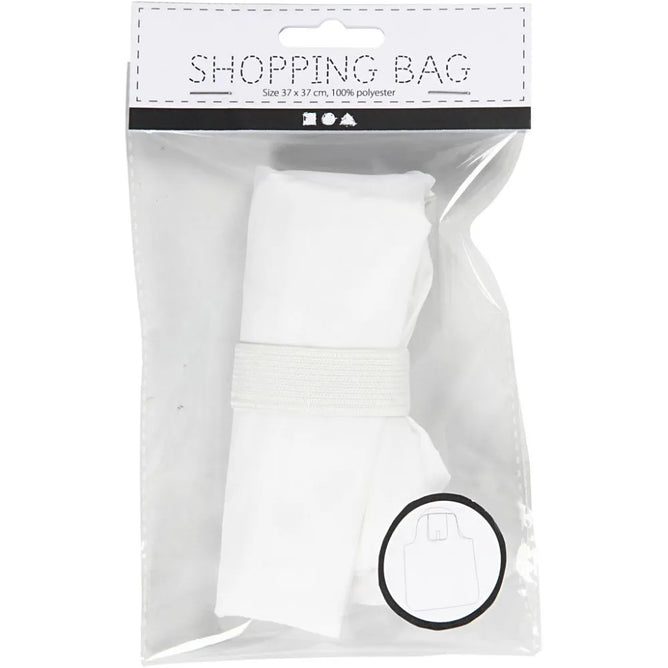 White Foldable Shopping Bag 37x37 cm Plain Polyester Washable Decorative Crafts