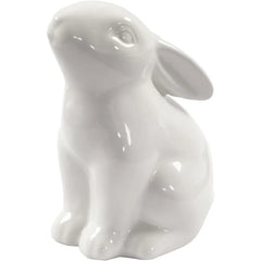 Seated Easter Hare Rabbit White Glazed Ceramic H: 9 cm D: 5.5 cm Decorate Crafts
