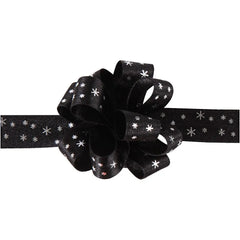 Instant Bow Maker Black Silver Stars Printed Ribbon For Christmas Gift Wrap 5 m