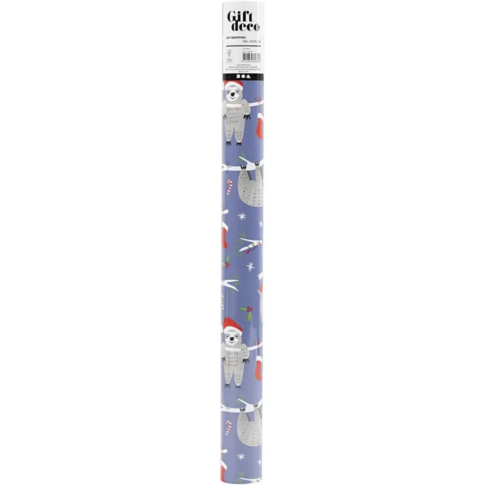 5M Sloth Christmas Hat Gift Wraps High-Quality Wrapping Paper