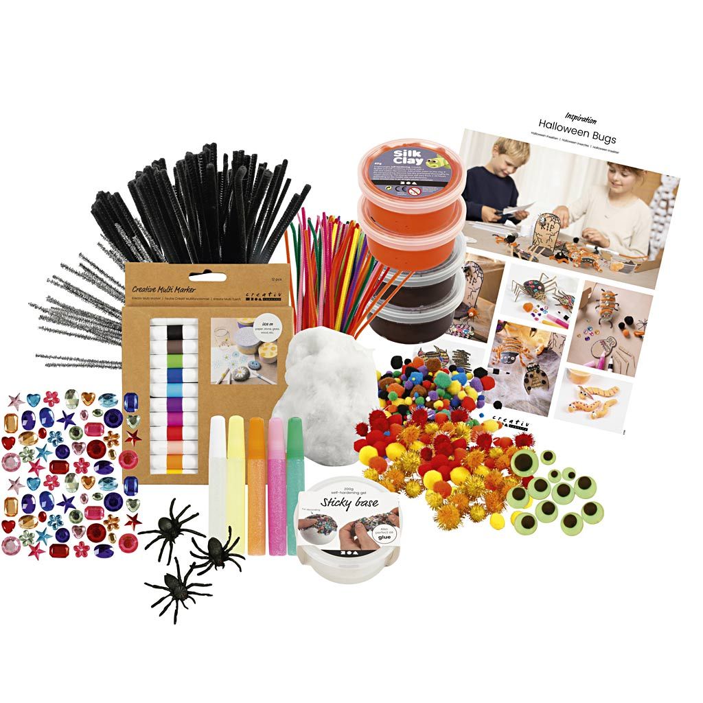 All-in-One Large Group Halloween Craft Kit - Supplies for 10-12 People to Make Spider Web & Tombstone Decor