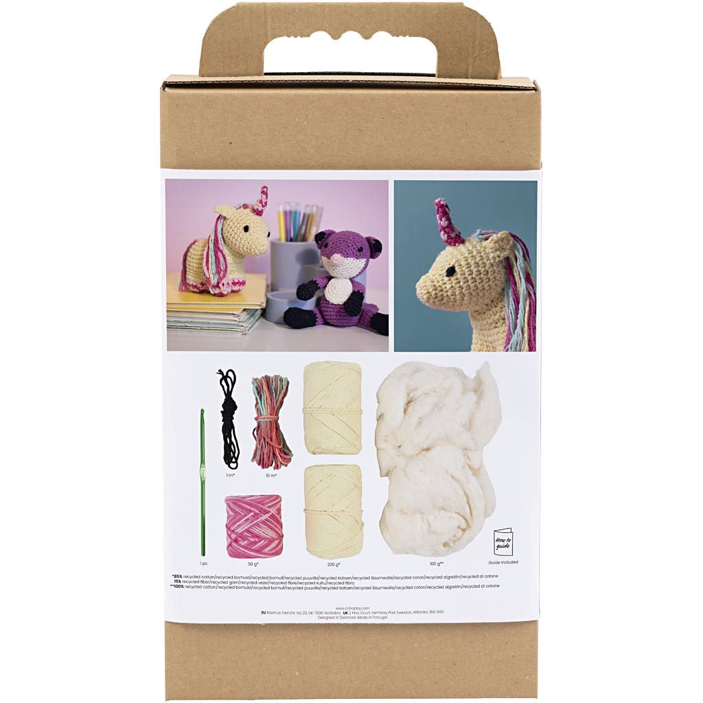 All - in - One Amigurumi Crochet Kit for Beginners - Create Adorable Animals with Recycled Cotton Yarn & Hook - Home - Crafts