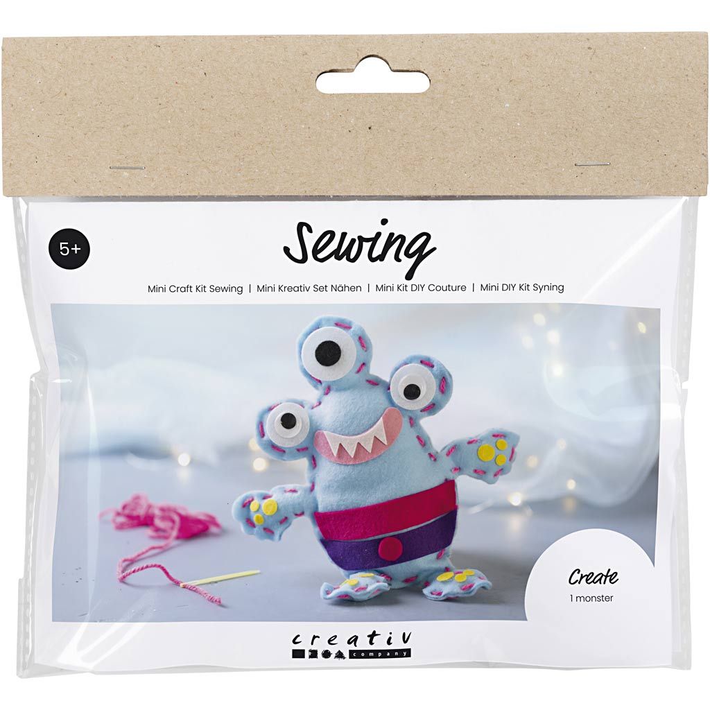 All - in - One Beginner Sewing Kit for Kids - Make a Pre - Cut Felt Monster with Googly Eyes & Details - Home - Crafts
