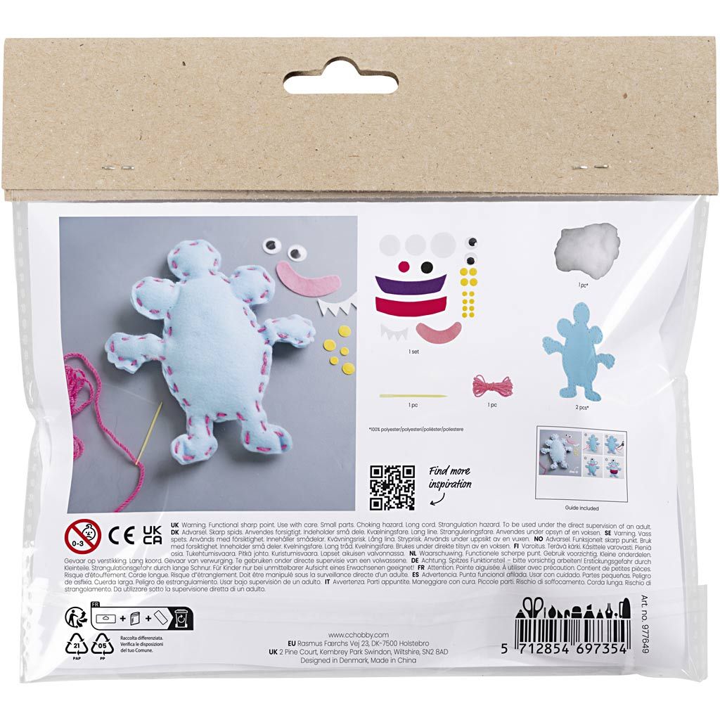 All - in - One Beginner Sewing Kit for Kids - Make a Pre - Cut Felt Monster with Googly Eyes & Details - Home - Crafts