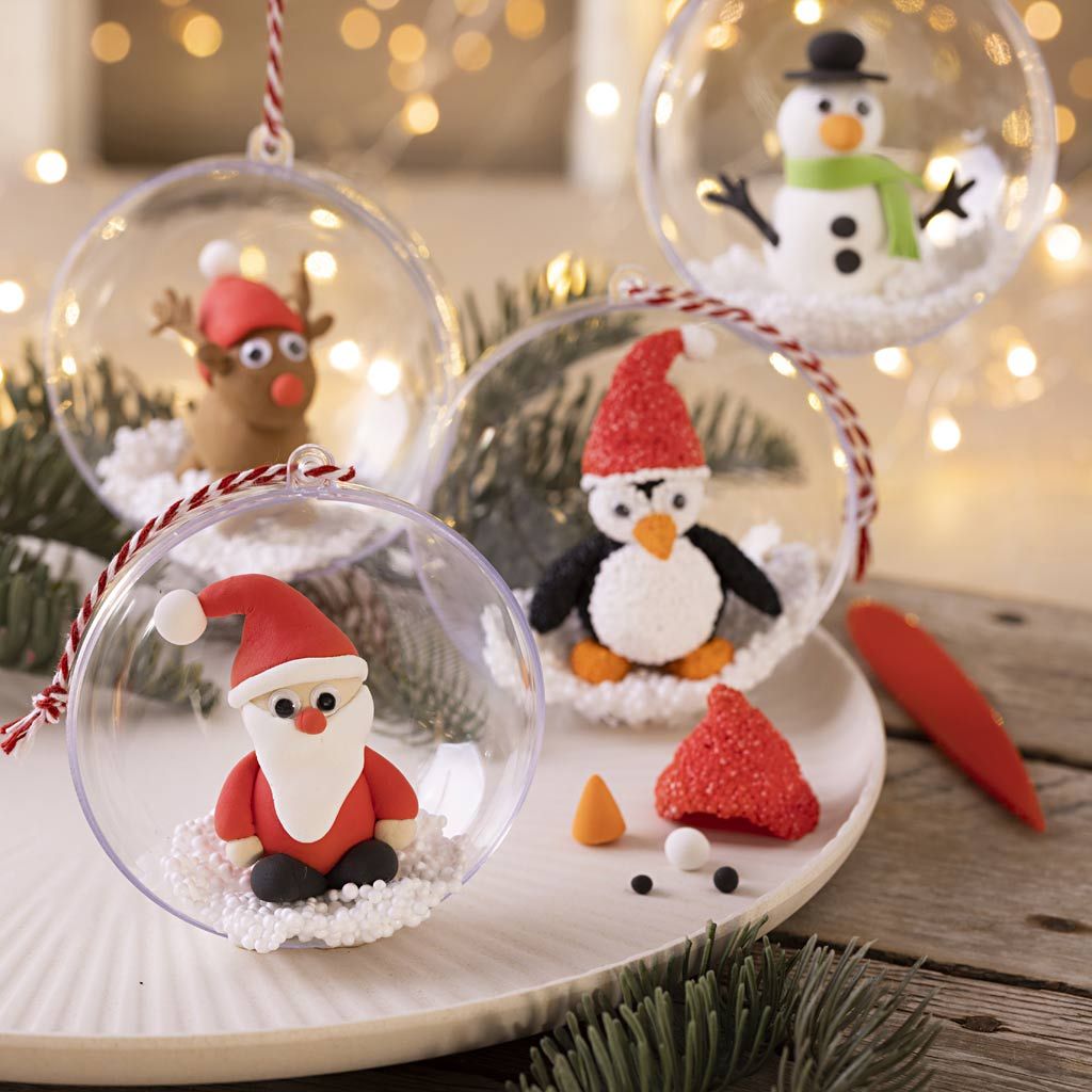 All - in - One Christmas Bauble Craft Kit for Kids - Create Custom Clay Figures with Foam & Silk Clay - Home - Crafts