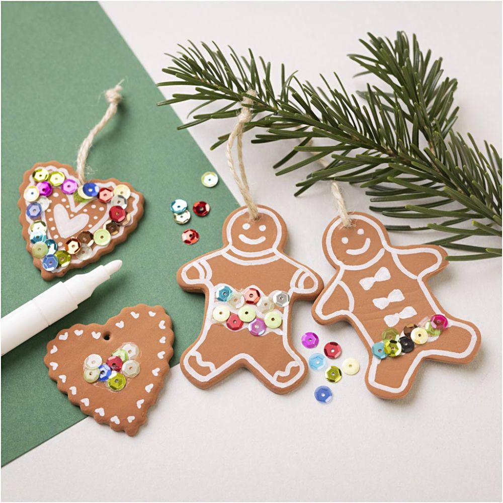All - in - One Christmas Cookie Decorating Kit for Kids - Create Silk Clay Ornaments with Sequins & Markers - Home - Crafts