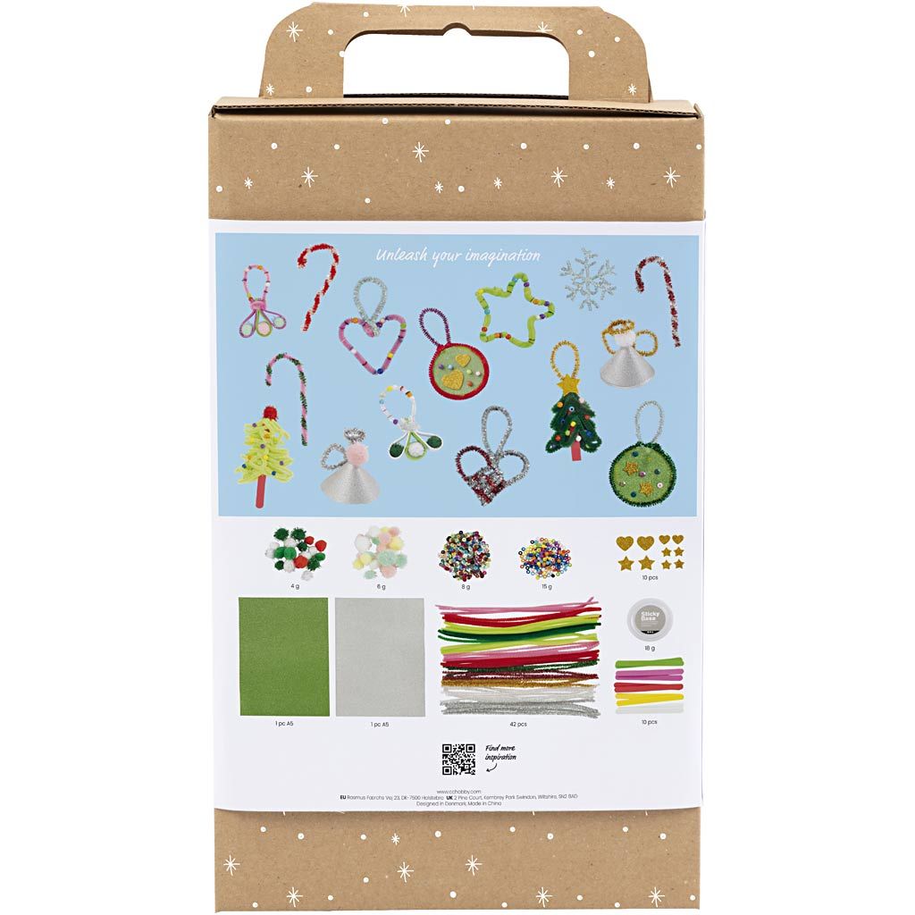 All - in - One Christmas Decoration Craft Kit for Kids - Make DIY Ornaments with Pipe Cleaners & Pom - Poms - Home - Crafts