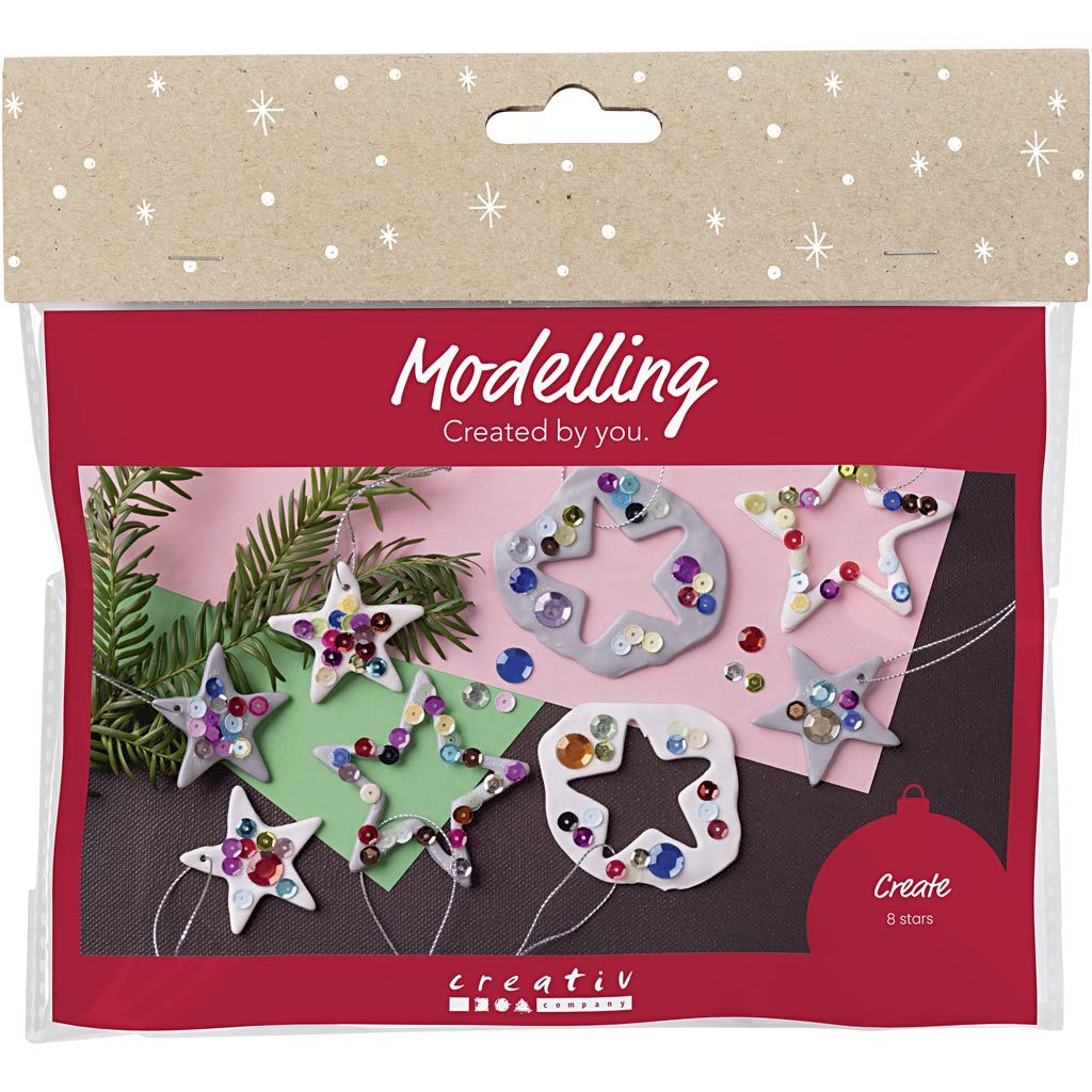 All - in - One Christmas Star Craft Kit for Kids - Create 8 Glittery Clay Ornaments with Sequins & Rhinestones - Home - Crafts