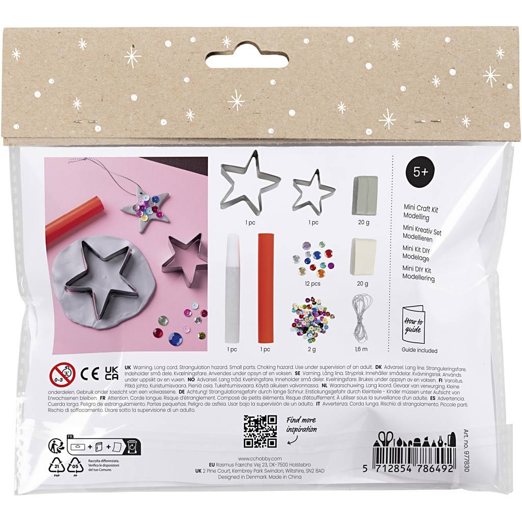 All - in - One Christmas Star Craft Kit for Kids - Create 8 Glittery Clay Ornaments with Sequins & Rhinestones - Home - Crafts