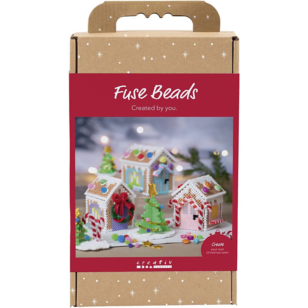 All - in - One Christmas Village Craft Kit for Kids - Build a Fuse Bead Holiday Village with Silky Clay & EVA Foam - Home - Crafts