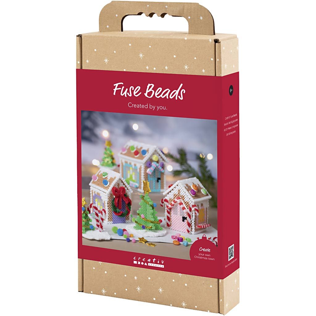 All - in - One Christmas Village Craft Kit for Kids - Build a Fuse Bead Holiday Village with Silky Clay & EVA Foam - Home - Crafts