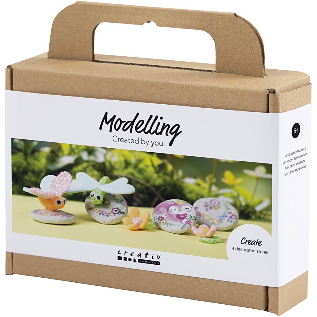 All - in - One Decorative Stone Craft Kit for Kids - Shape & Decorate with Stone Clay & Rub - On Stickers - Home - Crafts