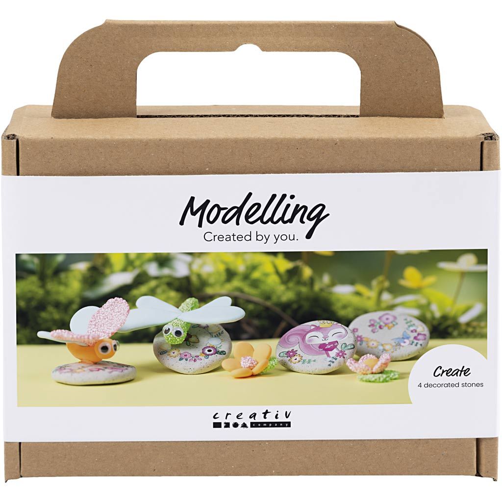 All - in - One Decorative Stone Craft Kit for Kids - Shape & Decorate with Stone Clay & Rub - On Stickers - Home - Crafts