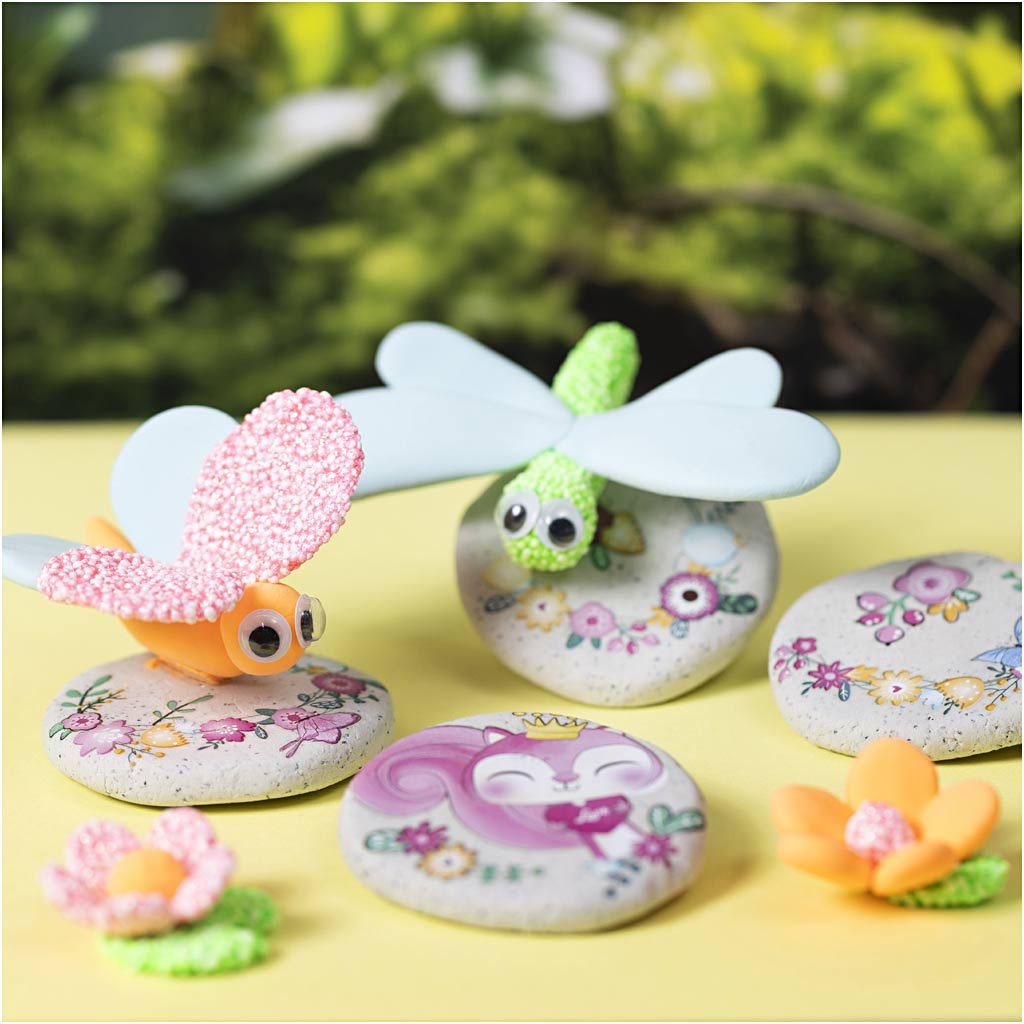 All - in - One Decorative Stone Craft Kit for Kids - Shape & Decorate with Stone Clay & Rub - On Stickers - Home - Crafts