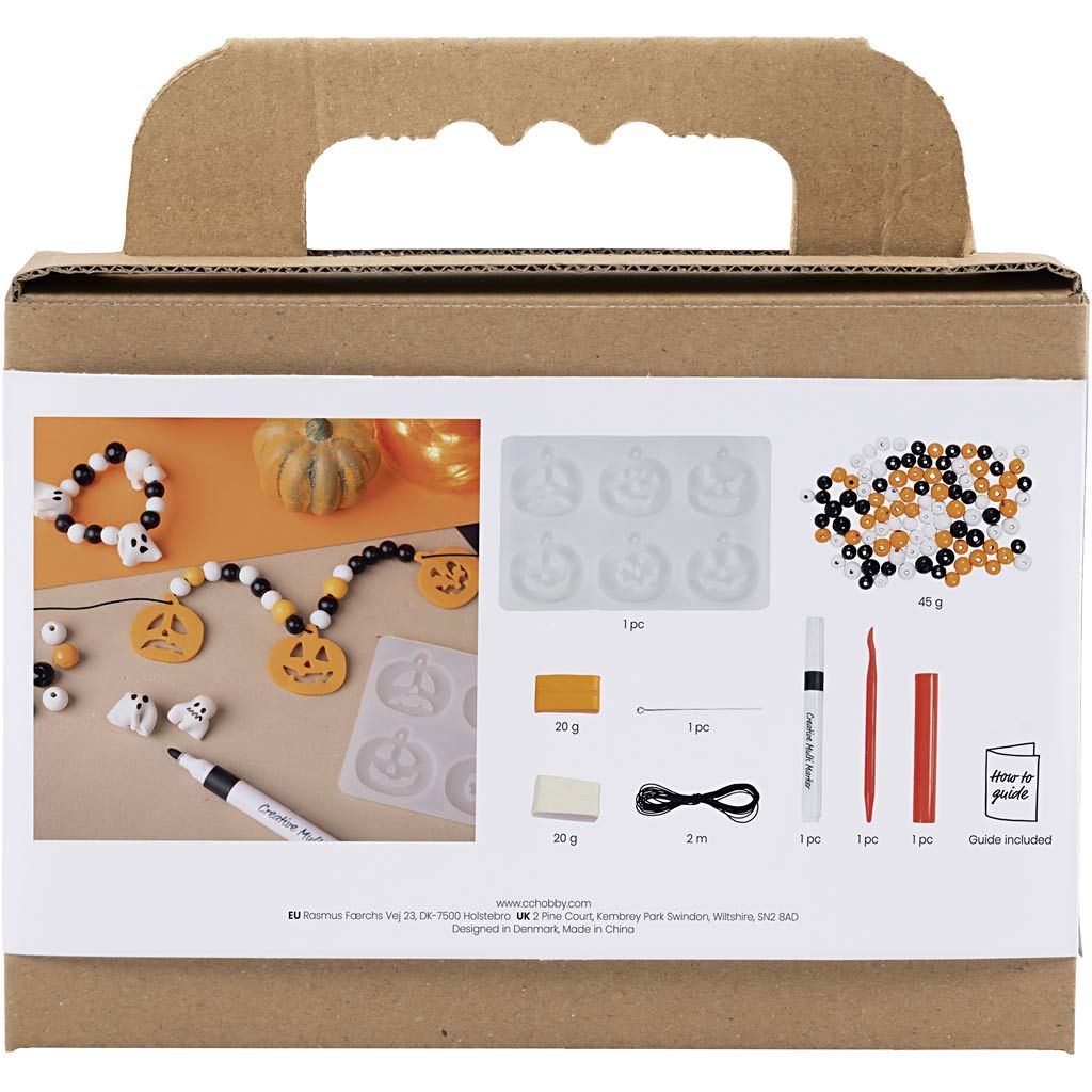 All - in - One Halloween Jewelry Making Kit for Kids - Create Pumpkin & Ghost Pendants with Polymer Clay - Home - Crafts
