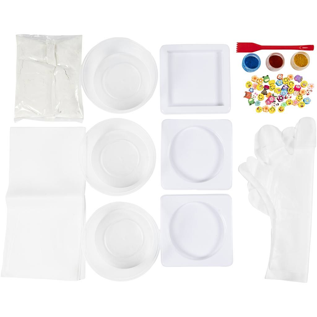 All - in - One Kids Cement Craft Kit - Make 3 Colorful Cement Holders with Figure Beads & Molds - Home - Crafts