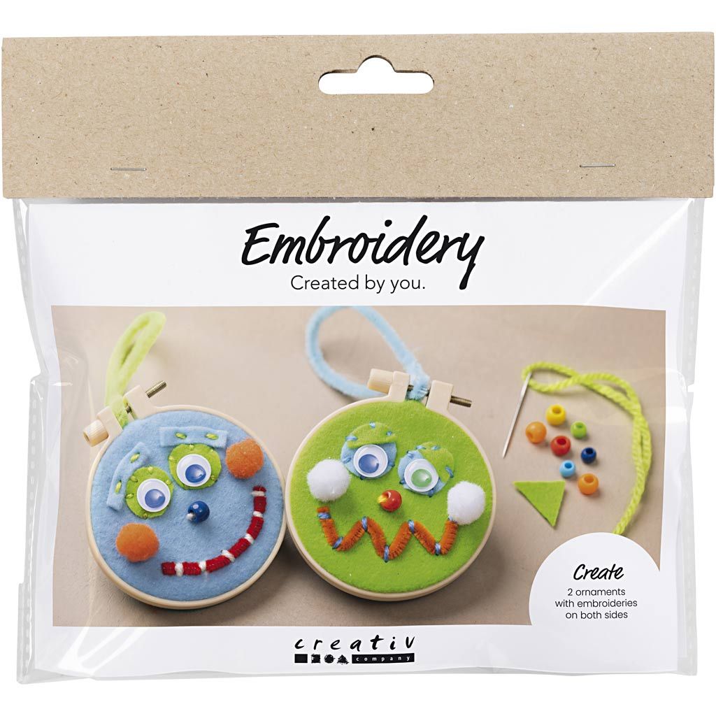 All - in - One Kids Embroidery Kit - Make Colorful Face Decorations with Felt and Yarn - Home - Crafts