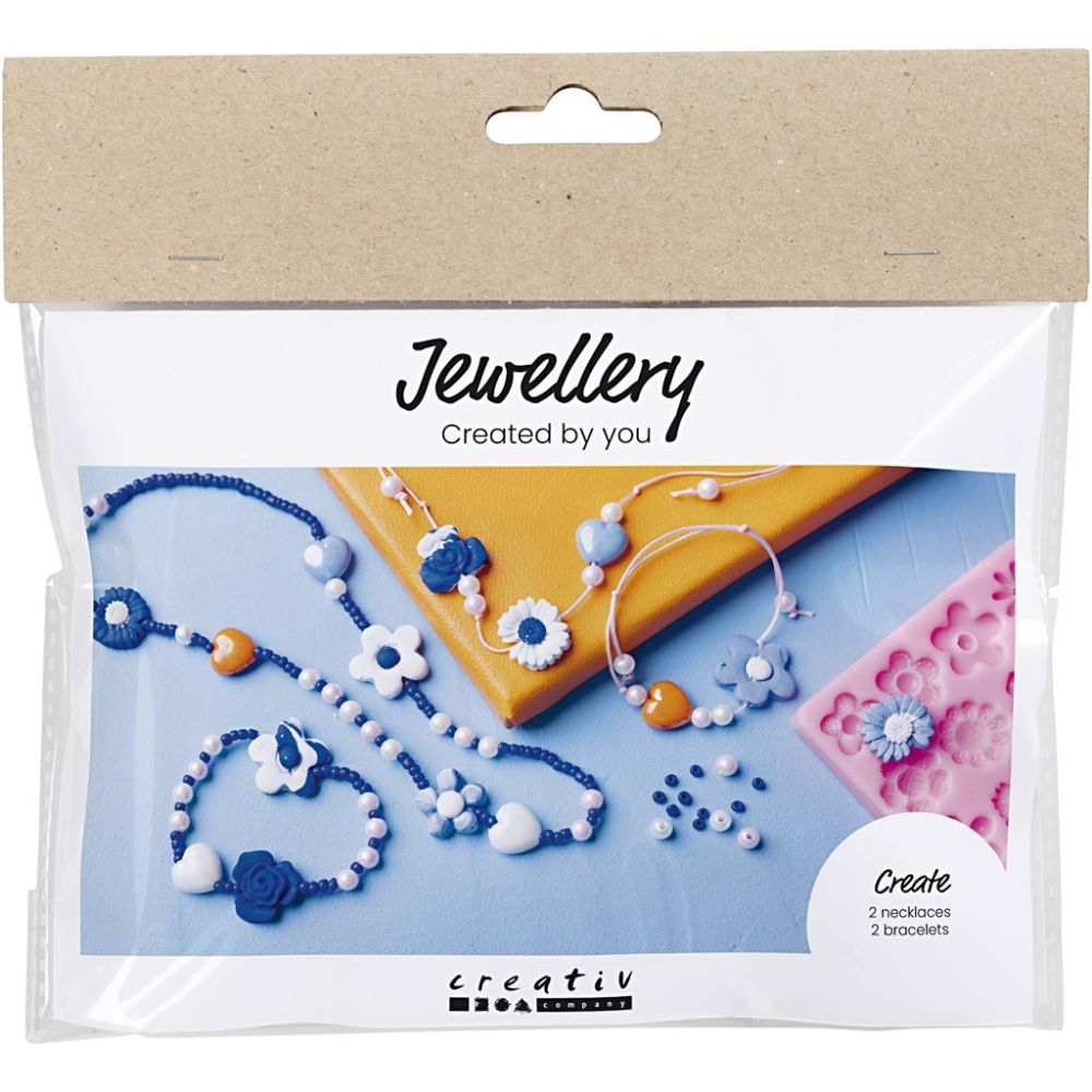All - in - One Kids Jewellery Kit - Make Your Own Flower Bracelets & Necklaces with Oven - Bake Clay - Home - Crafts