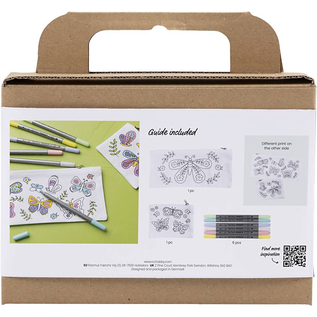 All - in - One Kids Textile Art Kit - Design Your Own Robot & Butterfly Pencil Case and Purse - Home - Crafts
