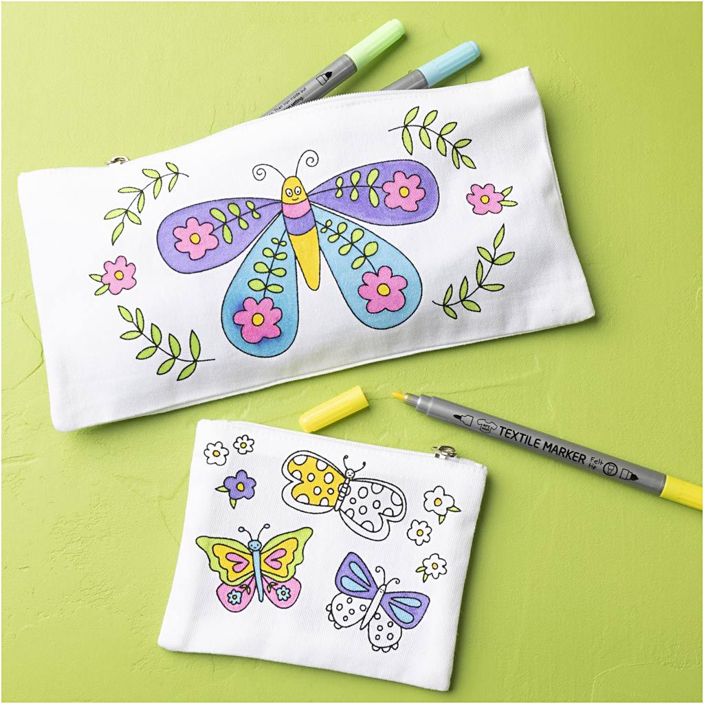 All - in - One Kids Textile Art Kit - Design Your Own Robot & Butterfly Pencil Case and Purse - Home - Crafts