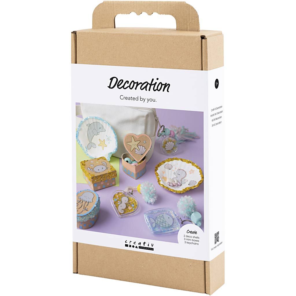 All - in - One Ocean Theme Craft Kit for Kids - Create Shells, Boxes & Key Rings with Glitter Clay & Markers - Home - Crafts