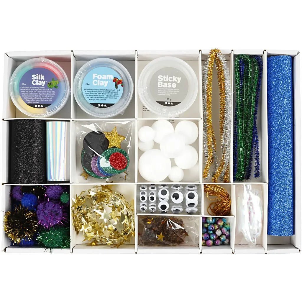 All-in-One Outer Space Creative Box - Foam Clay Silk Clay Googly Eyes & Fun Materials for Imaginative Projects