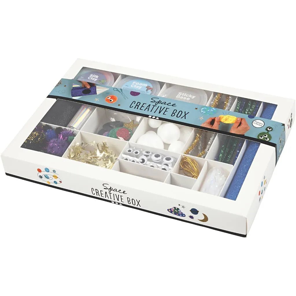 All-in-One Outer Space Creative Box - Foam Clay Silk Clay Googly Eyes & Fun Materials for Imaginative Projects