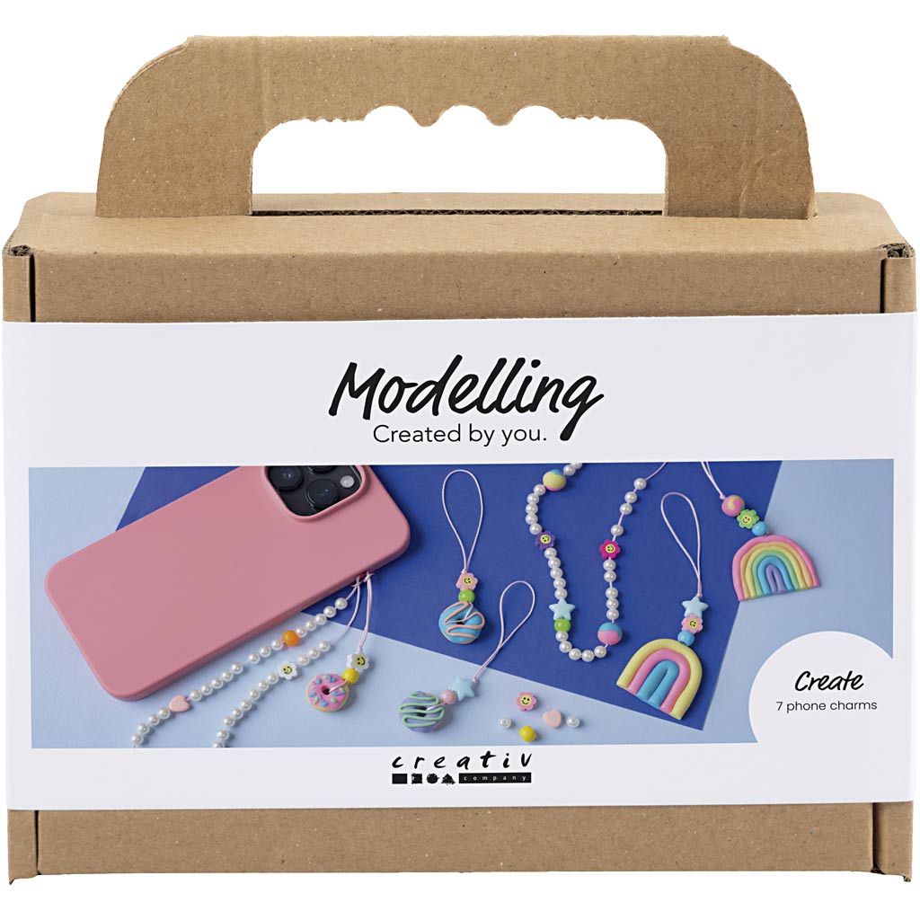 All - in - One Phone Charm Craft Kit for Kids - Create 7 Custom Charms with Fine Clay & Wax Beads - Home - Crafts