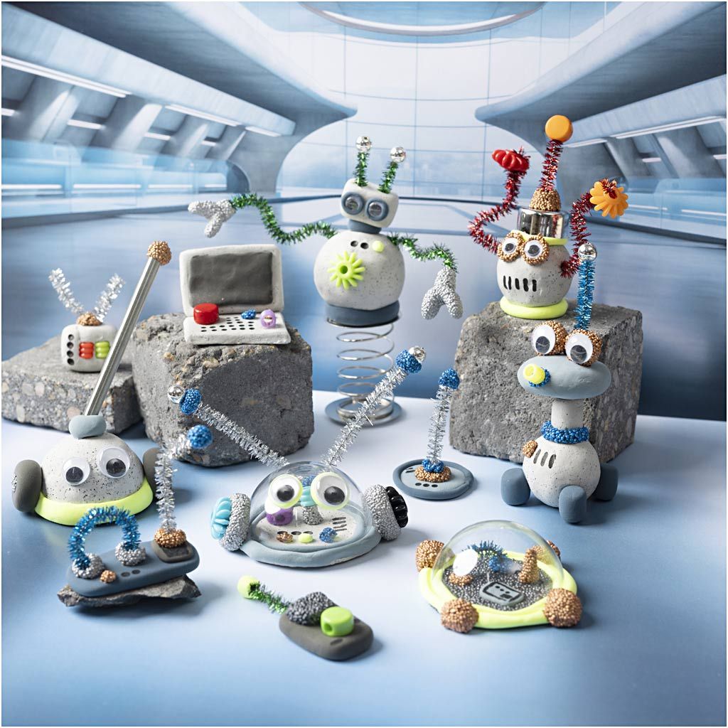 All - In - One Robot Making Kit for Kids - Includes Clay, Beads, Googly Eyes & More - Home - Crafts