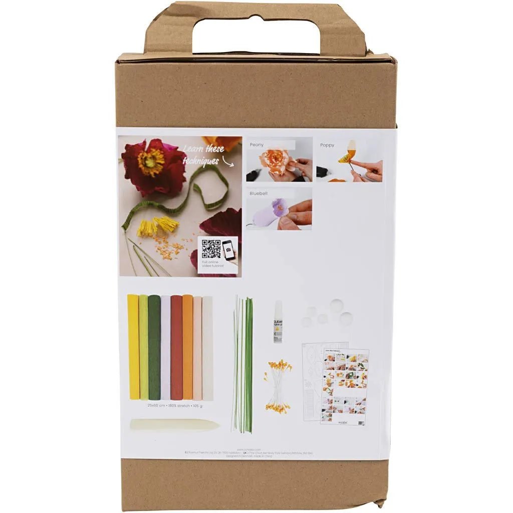 Assorted Colours Crepe Paper Flowers in Clay Mini Craft Kit All Materials & Instructions