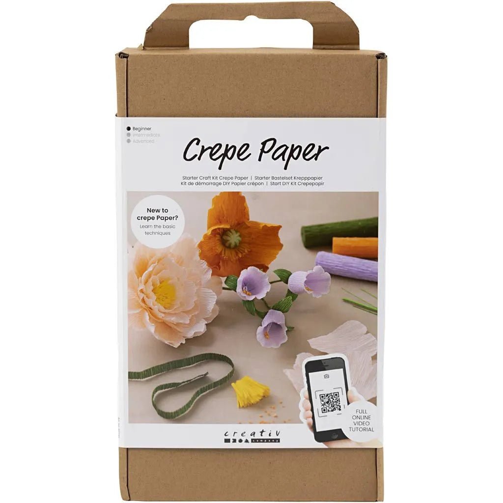 Assorted Colours Crepe Paper Flowers in Clay Mini Craft Kit All Materials & Instructions