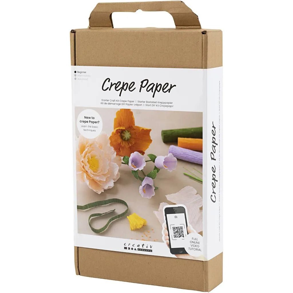 Assorted Colours Crepe Paper Flowers in Clay Mini Craft Kit All Materials & Instructions