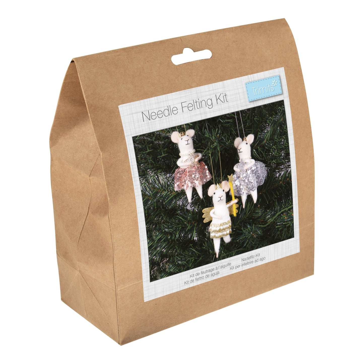 Ballerina Mice Trio Needle Felting Crafting Kit Cute Decorations Beginner Friendly
