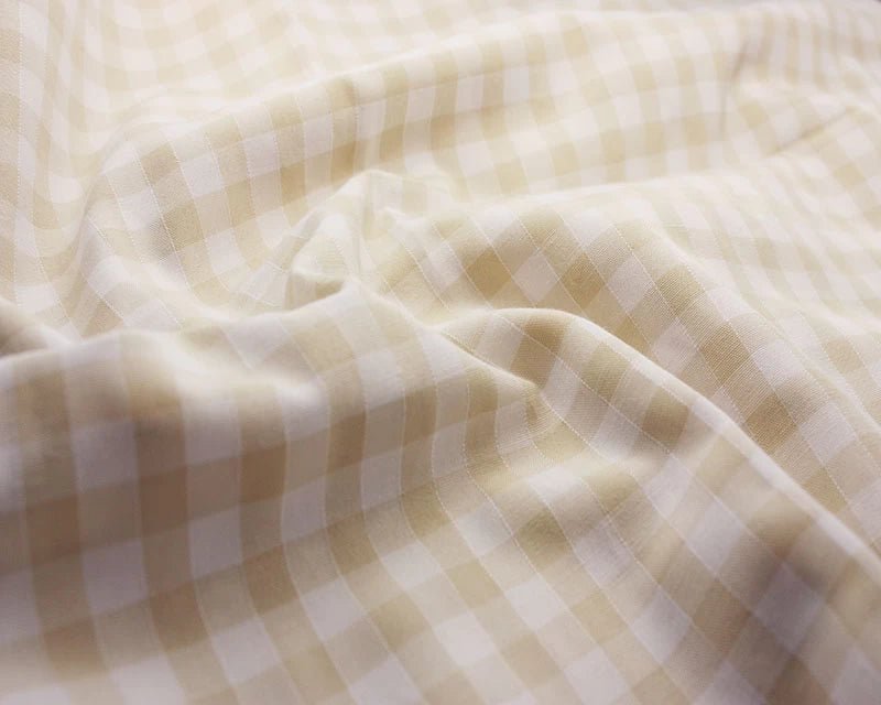 Beige Gingham Polycotton 1/4" Checked Fabric Select Size 112cm Wide - Home - Crafts