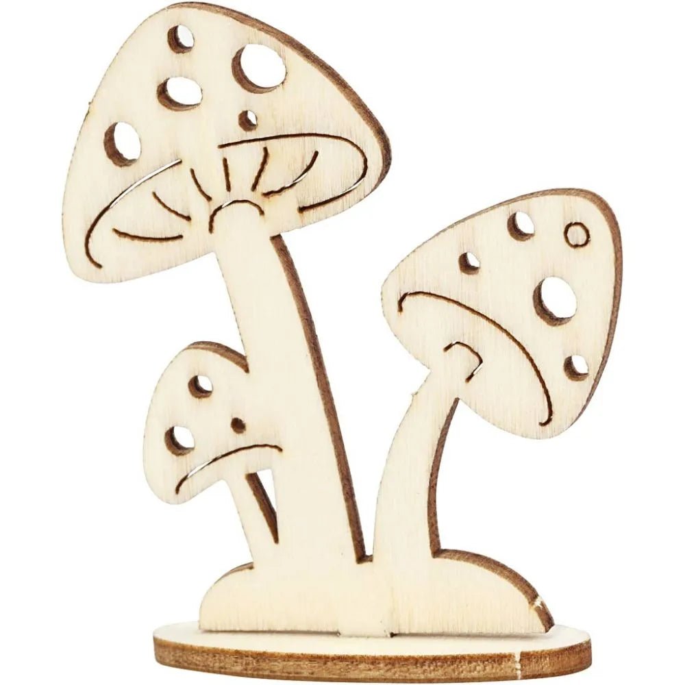 Bunny Mushroom Garden Plywood Self Assembly Figures With Foot 15.5cmx17.5cm Decoration Craft