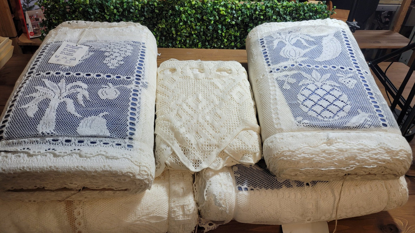 Cafe Curtains 95% Cotton Nottingham Lace Manufactured Rare Find Job Lot CLEARANCE - Home - Crafts