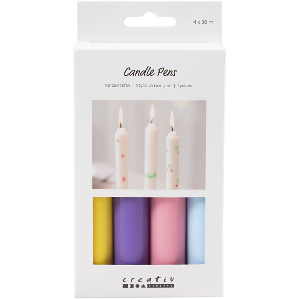Candle Decorating Pens Set 1 - Liquid Wax Markers for Drawing on Candles with Brush & Sponge Tips - Home - Crafts