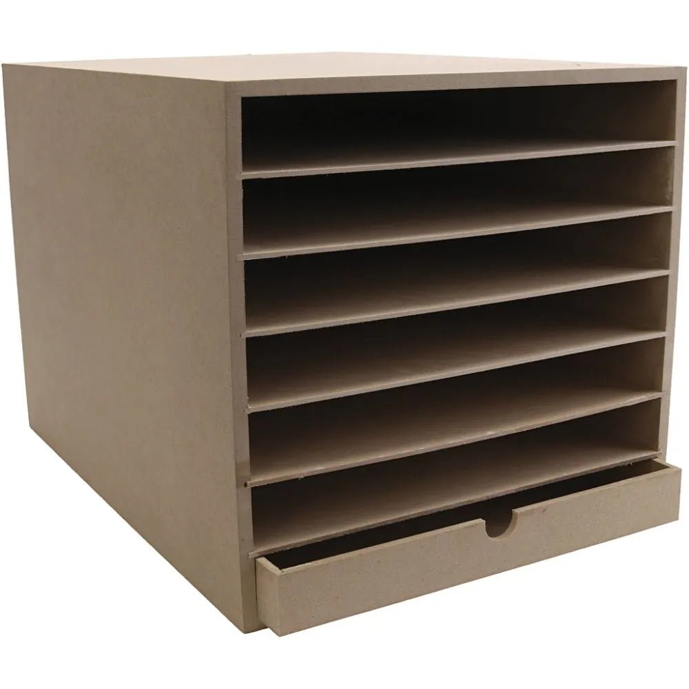 A3 Paper Card Storage Cabinet MDF 6 Shelves 1 Drawer - Home-Crafts Storage & Organization