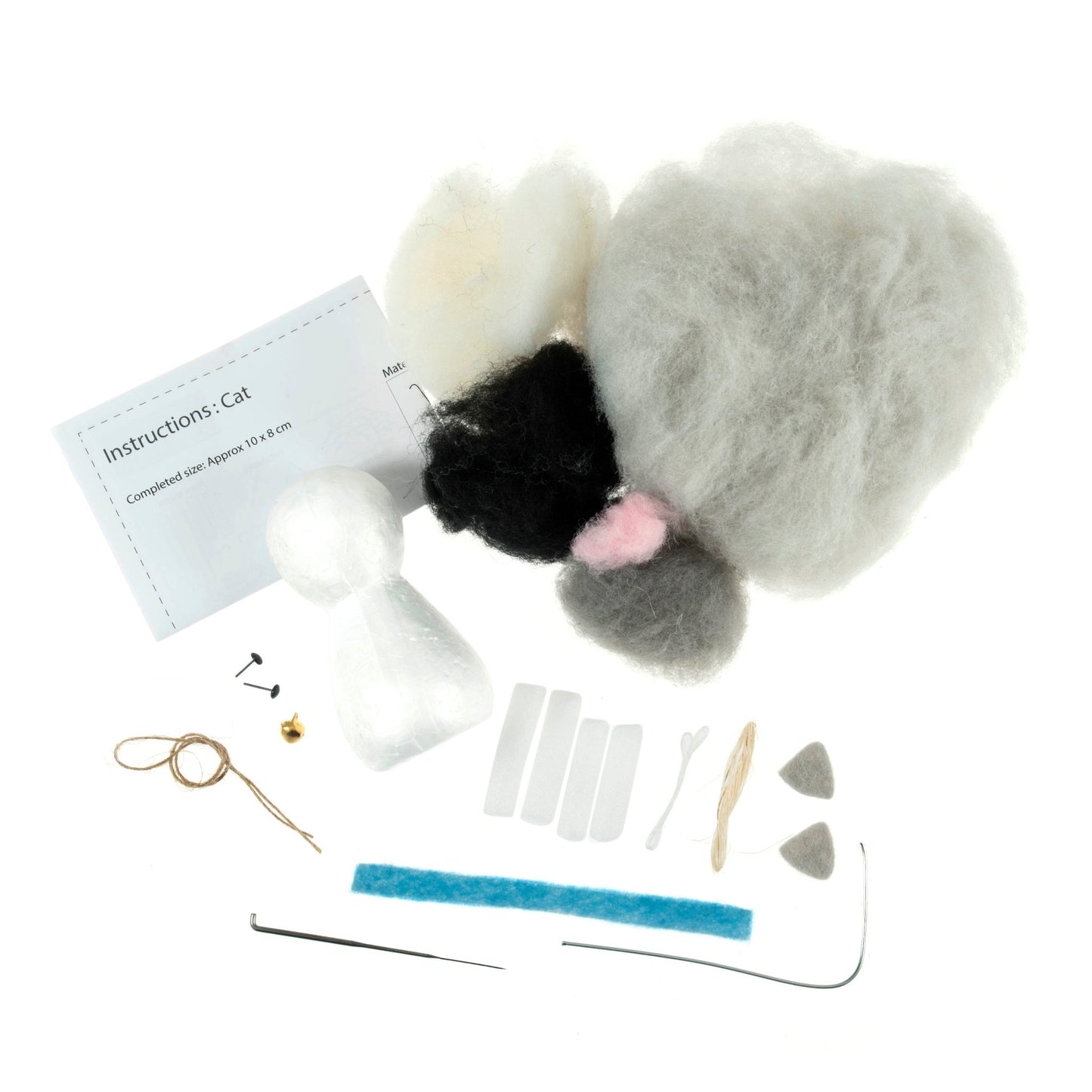 Cat Needle Felting Crafting Kit Cute Decorations Toys Beginner Friendly