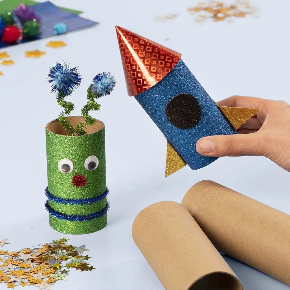 Children's All-in-One Space Craft Kit – Glitter Paper Pom-Poms Pipe Cleaners & More for Creative Projects