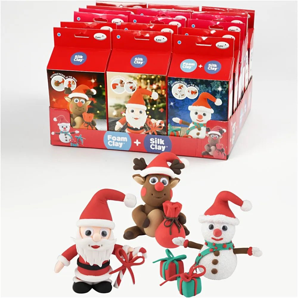 Christmas Silk Clay DIY Santa Snowman Reindeer Set Moulding Modelling Craft