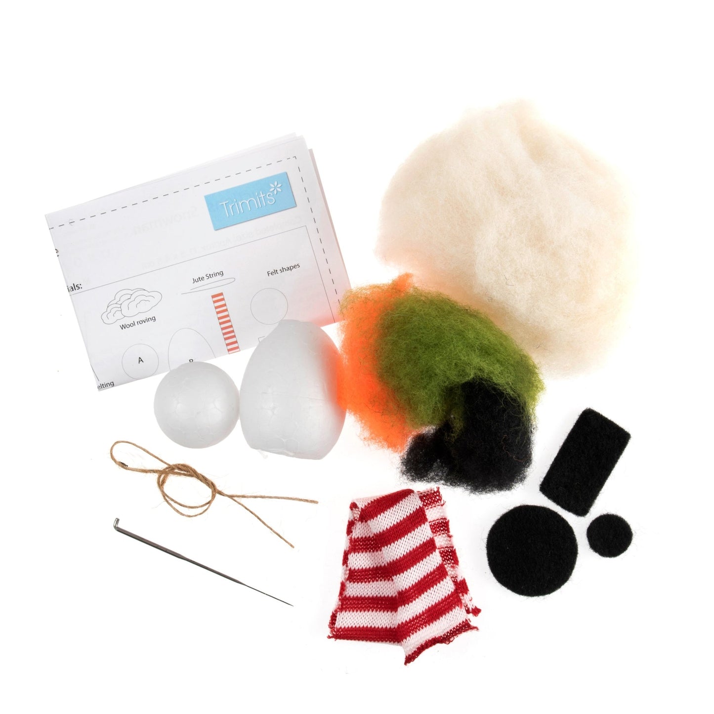 Christmas Snowman Needle Felting Crafting Kit Cute Decorations Toys Beginner Friendly