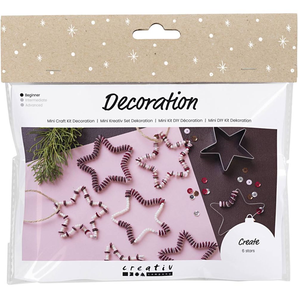 Christmas Star Craft Kit - Make 6 Beaded & Sequinned Decorations with Red Wire - Home - Crafts