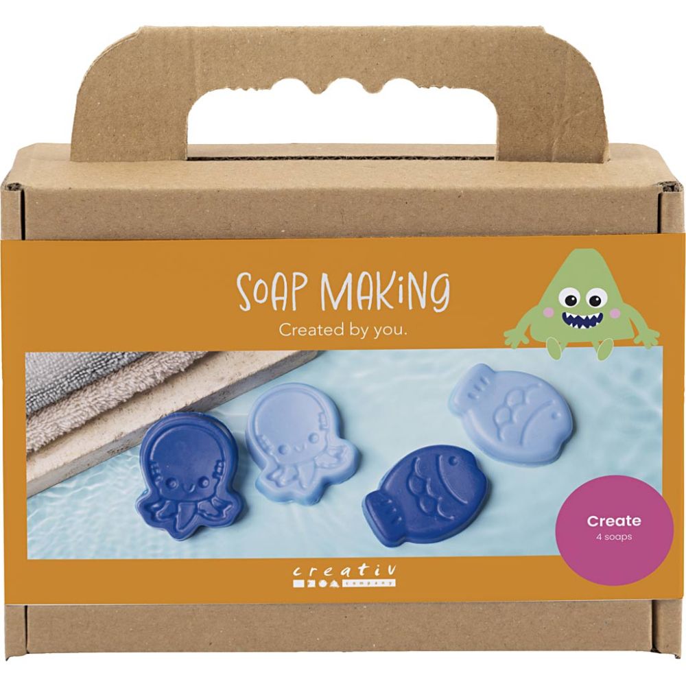 Craft Kit - Soap Making - Sea Animal Soaps in Blue with Organza Bag - Home - Crafts